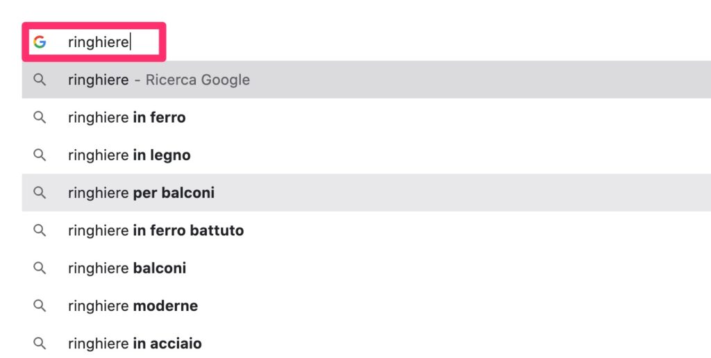ricerca con il completamento automatico