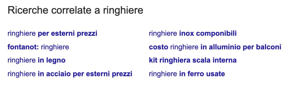 ricerche correlate a fondo pagina